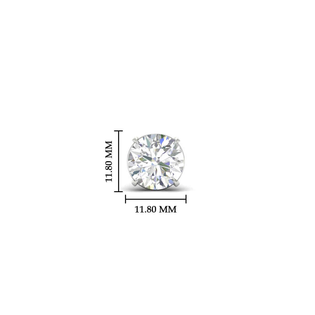 5 Carat Round Cut Mens Earring with 14K White Gold White Diamond