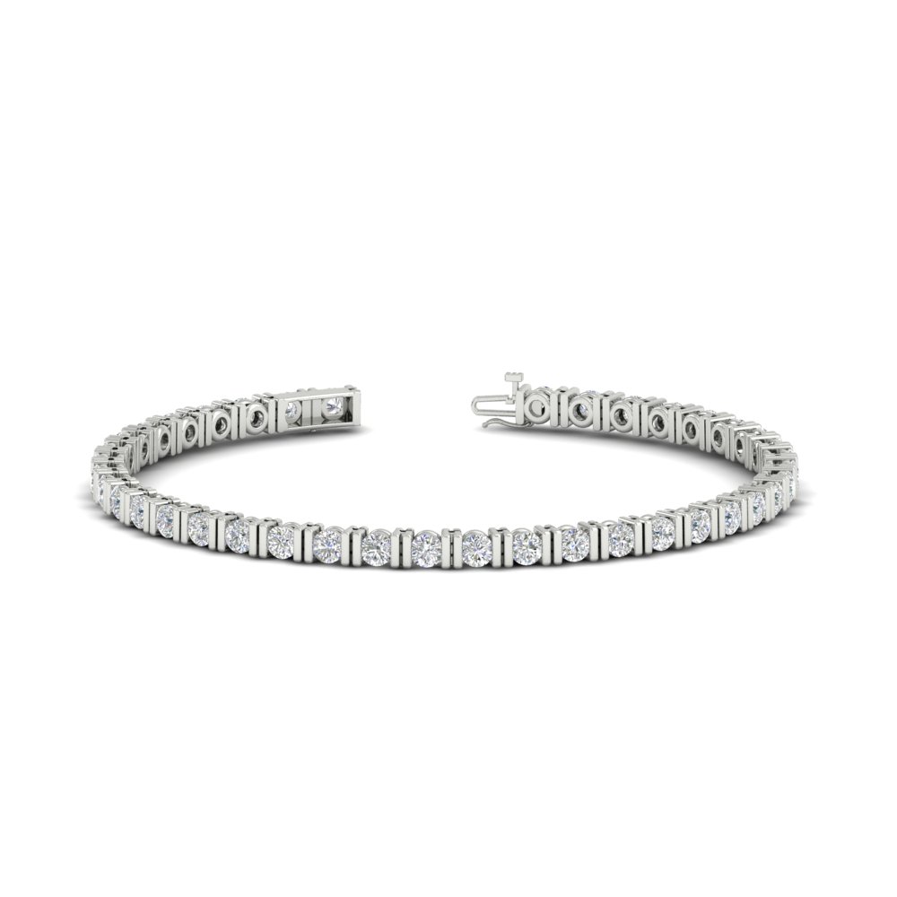 Tennis Bar Set Women's Bracelet with 14K White Gold White Diamond