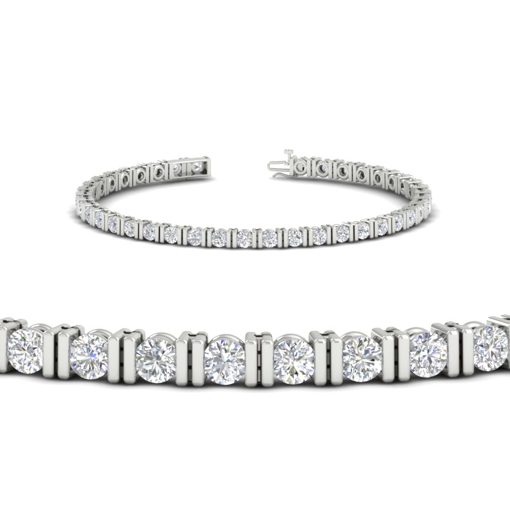 Tennis Bar Set Women's Bracelet with 14K White Gold White Diamond