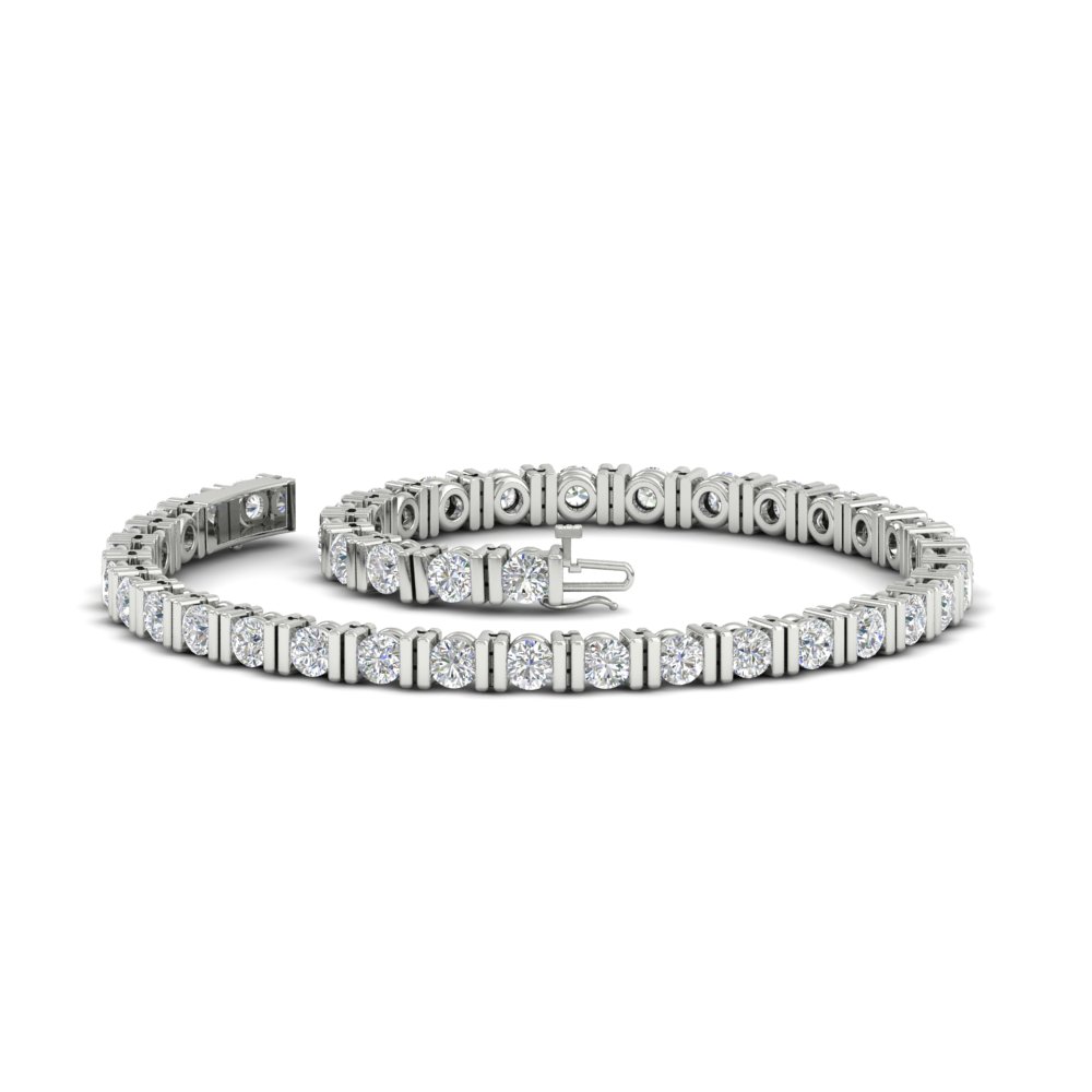 Tennis Bar Set Women's Bracelet with 14K White Gold White Diamond