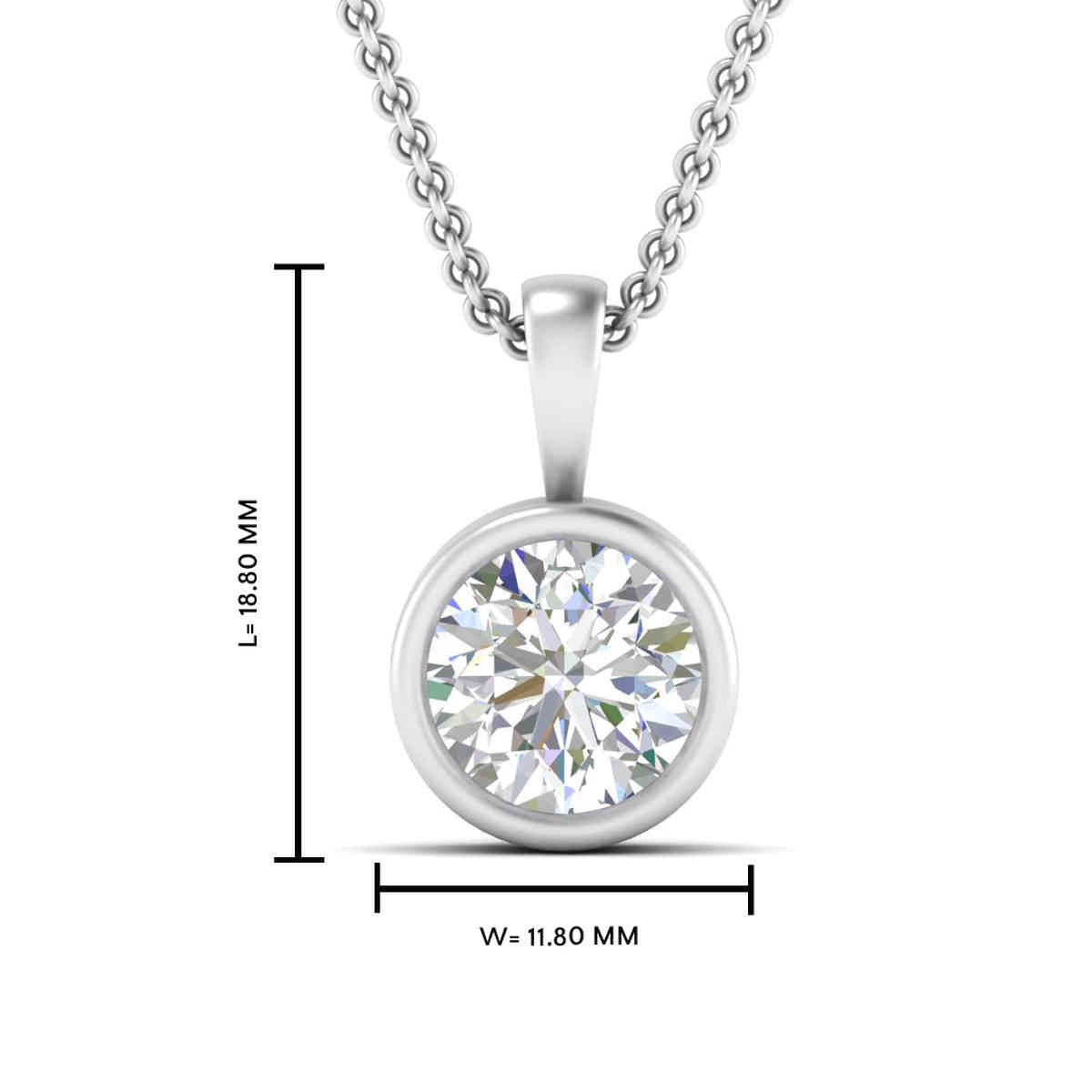 Round Diamond Bezel Solitaire Pendant 4.00 Carat with 14K White Gold White Diamond