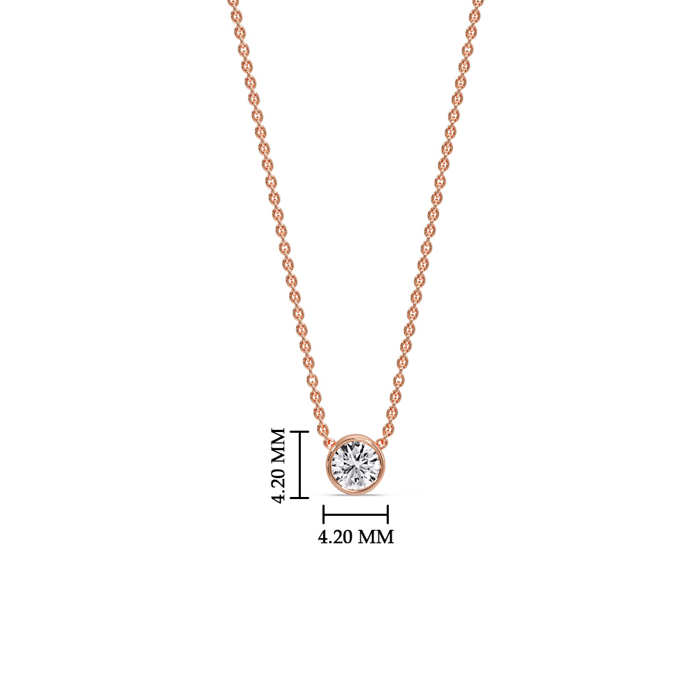 0.10 Carat Round Bezel Solitaire Pendant with 14K Rose Gold White Diamond