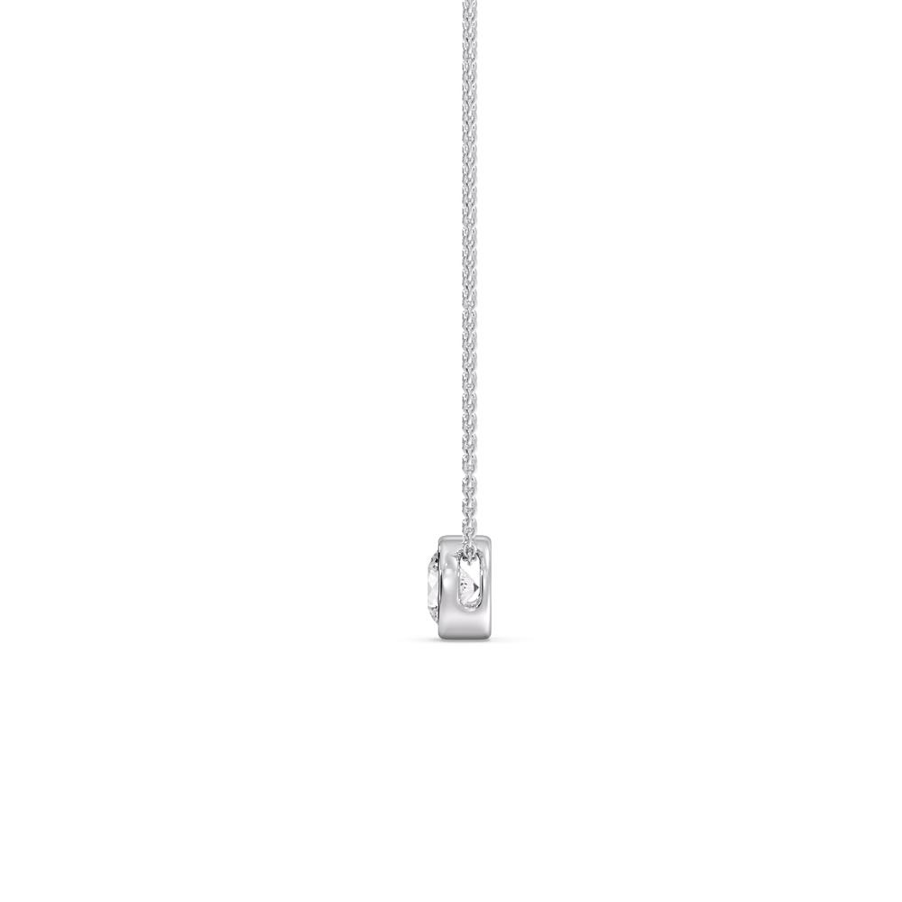 0.25 Ct. Round Bezel Solitaire Pendant with 14K White Gold White Diamond