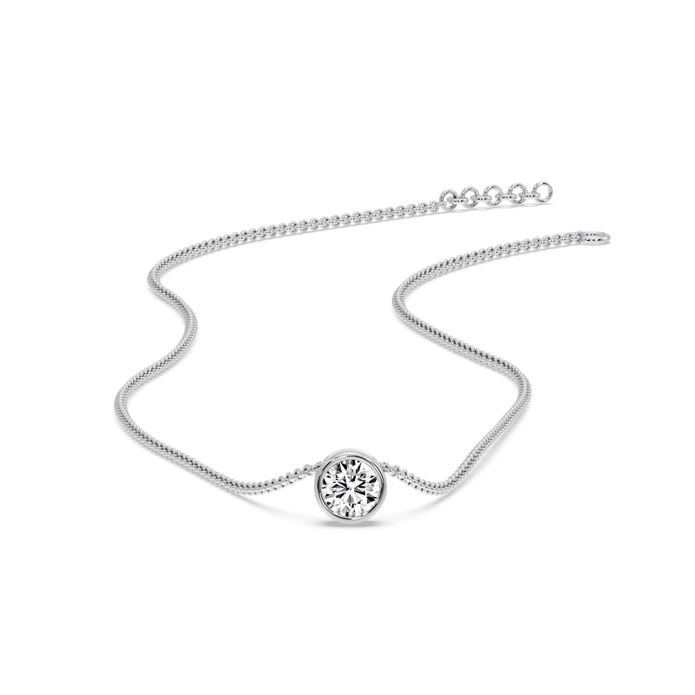 0.25 Ct. Round Bezel Solitaire Pendant with 14K White Gold White Diamond