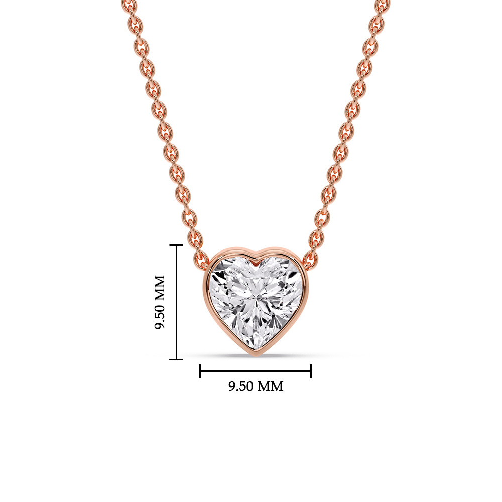 Bezel Heart Pendant with 14K Rose Gold White Diamond