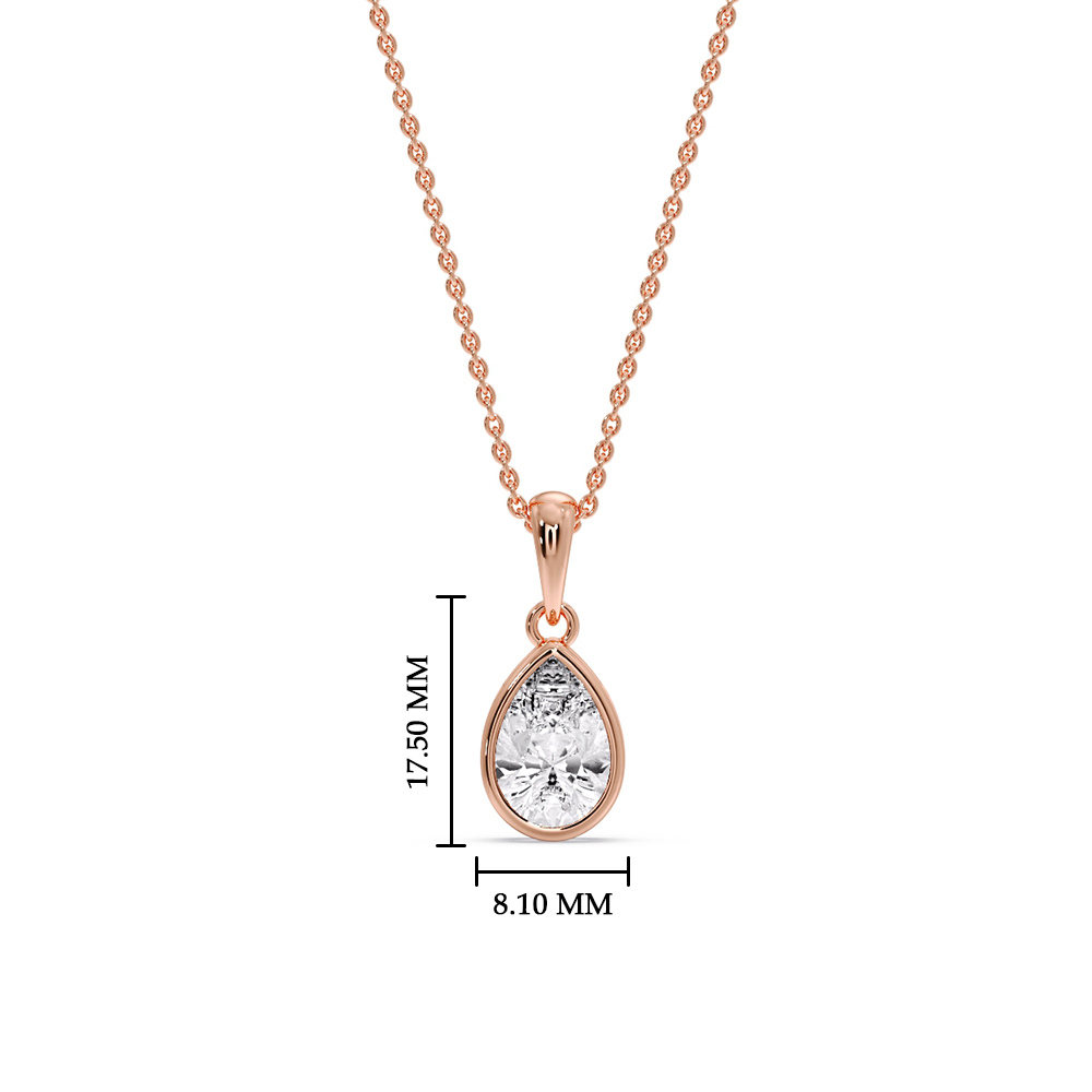 Elegant Pear Cut Diamond Solitaire Pendant with 14K Rose Gold White Diamond