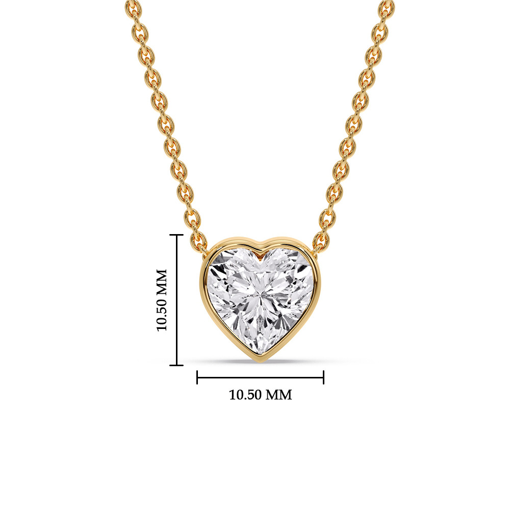Heart Bezel Set Diamond Solitaire Pendant with 14K Yellow Gold White Diamond