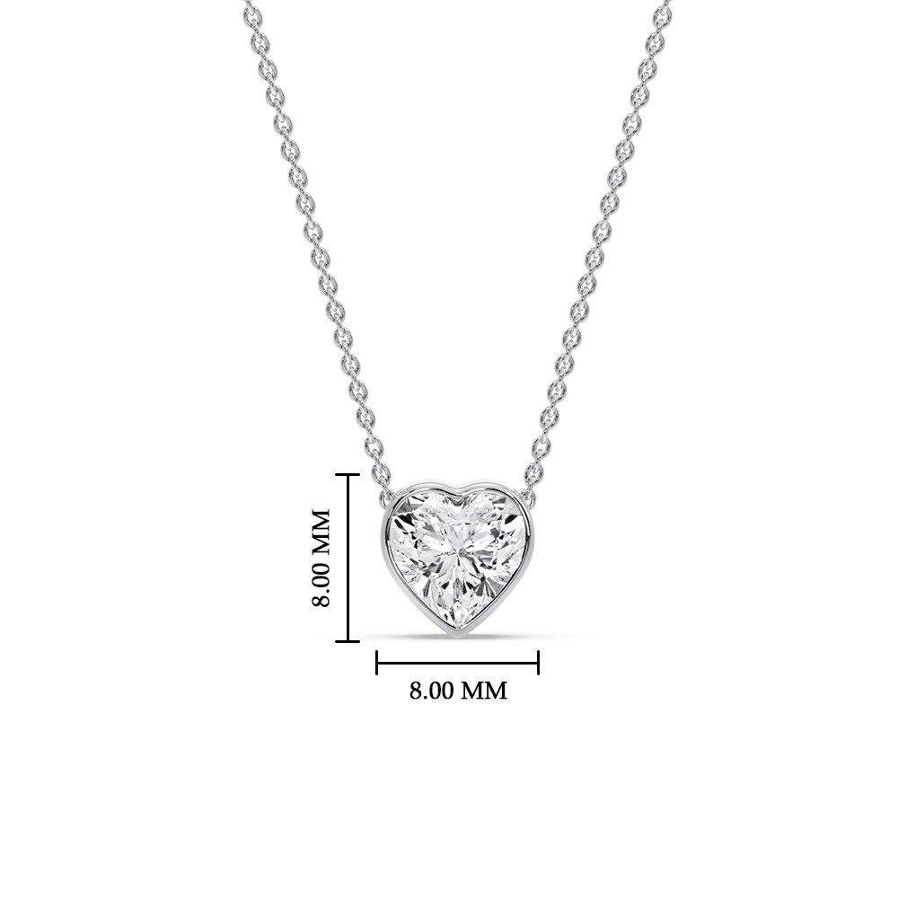 Heart Diamond Bezel Necklace with 14K White Gold White Diamond
