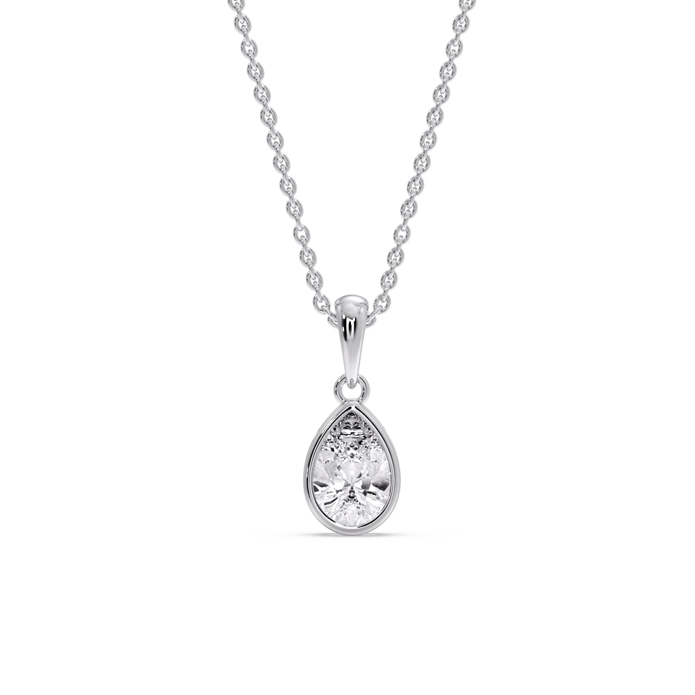 Pretty Pear Diamond Pendant with 14K White Gold White Diamond