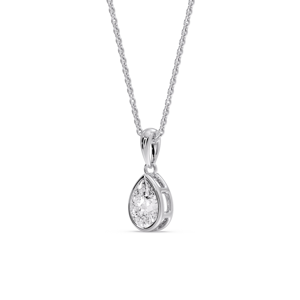 Pretty Pear Diamond Pendant with 14K White Gold White Diamond