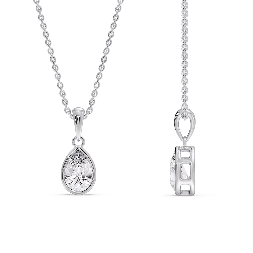Pretty Pear Diamond Pendant with 14K White Gold White Diamond