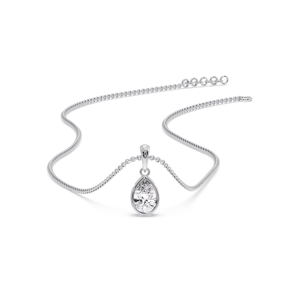 Pretty Pear Diamond Pendant with 14K White Gold White Diamond