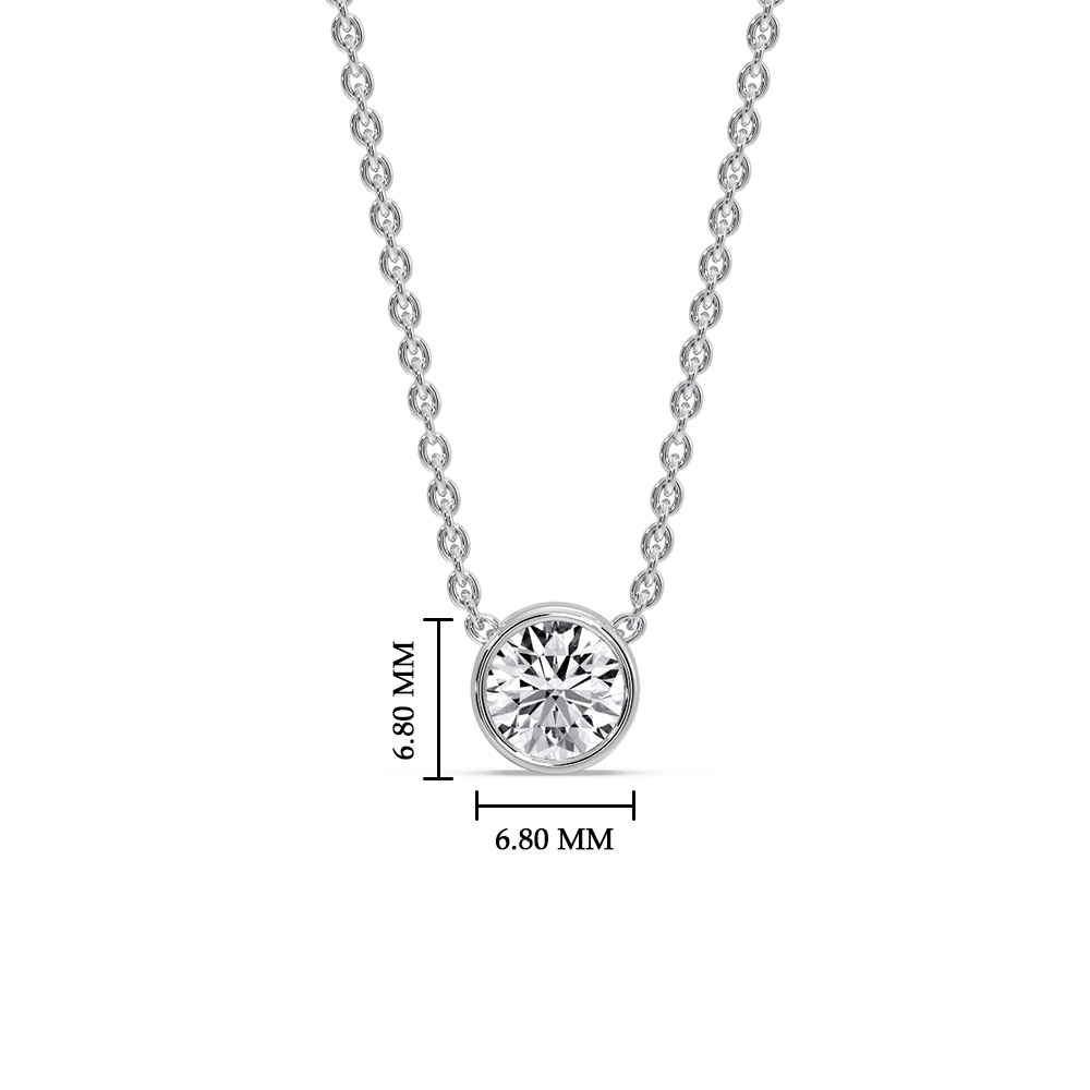 Round Bezel 0.75 Carat Solitaire Pendant with 14K White Gold White Diamond