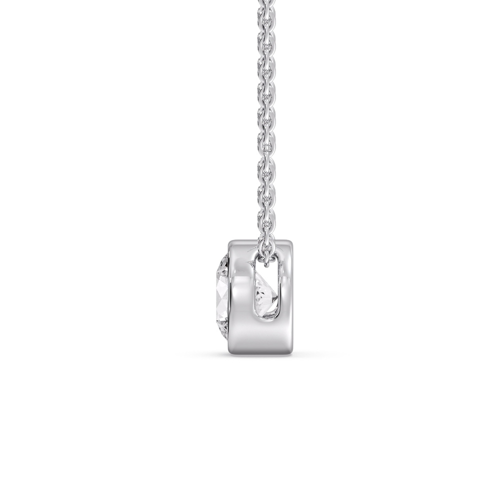 Round Bezel Solitaire Diamond 2.50 Carat Pendant with 14K White Gold White Diamond