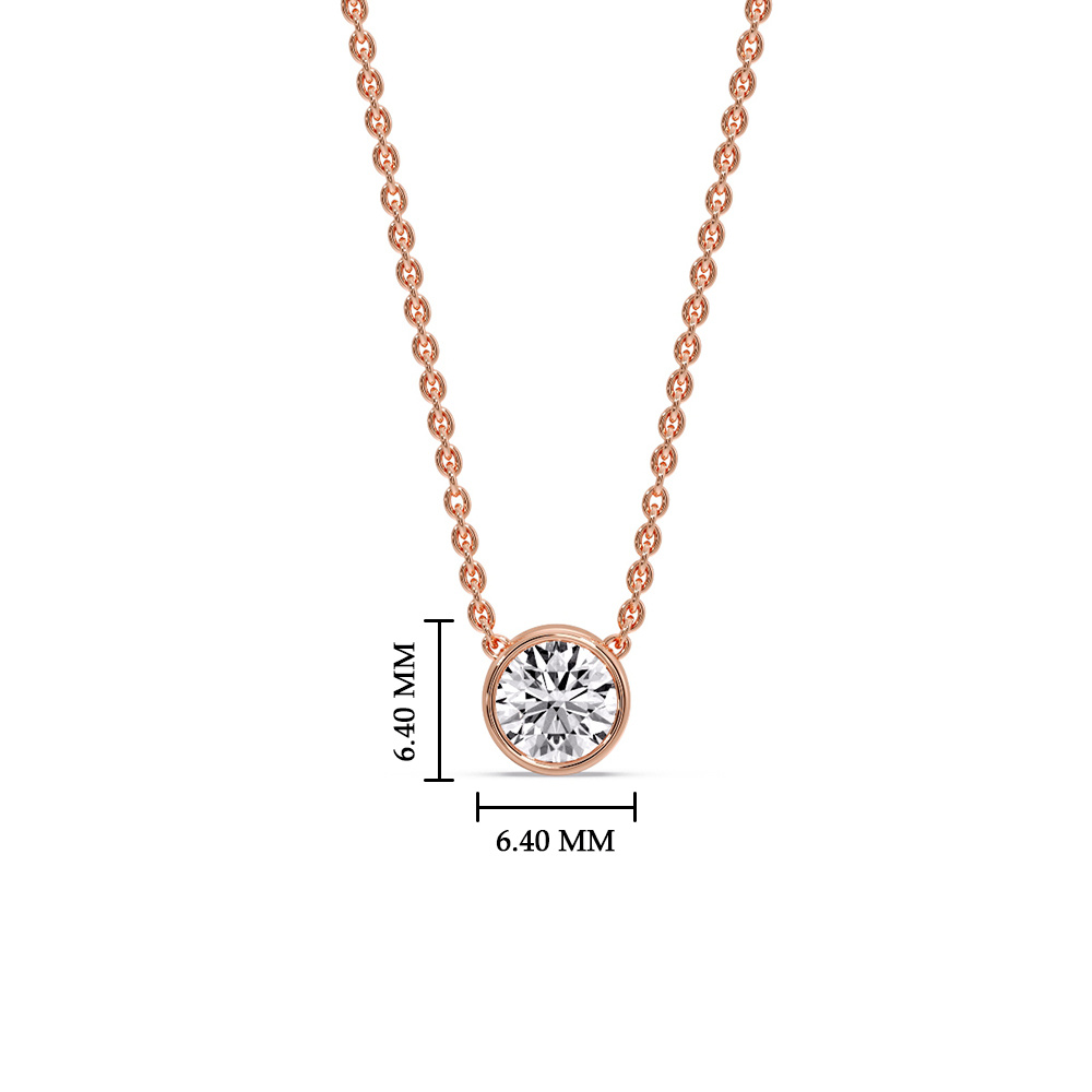 Round Bezel Solitaire Half Carat Pendant with 14K Rose Gold White Diamond