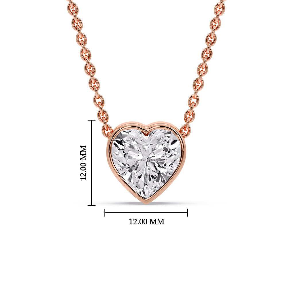 Single Heart Diamond Bezel Pendant with 14K Rose Gold White Diamond