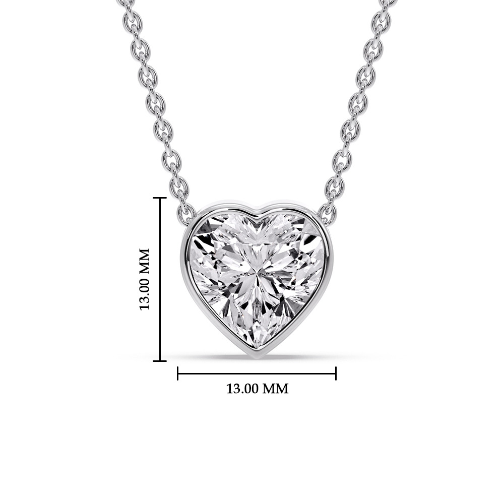 Single Heart Solitaire Pendant with 14K White Gold White Diamond