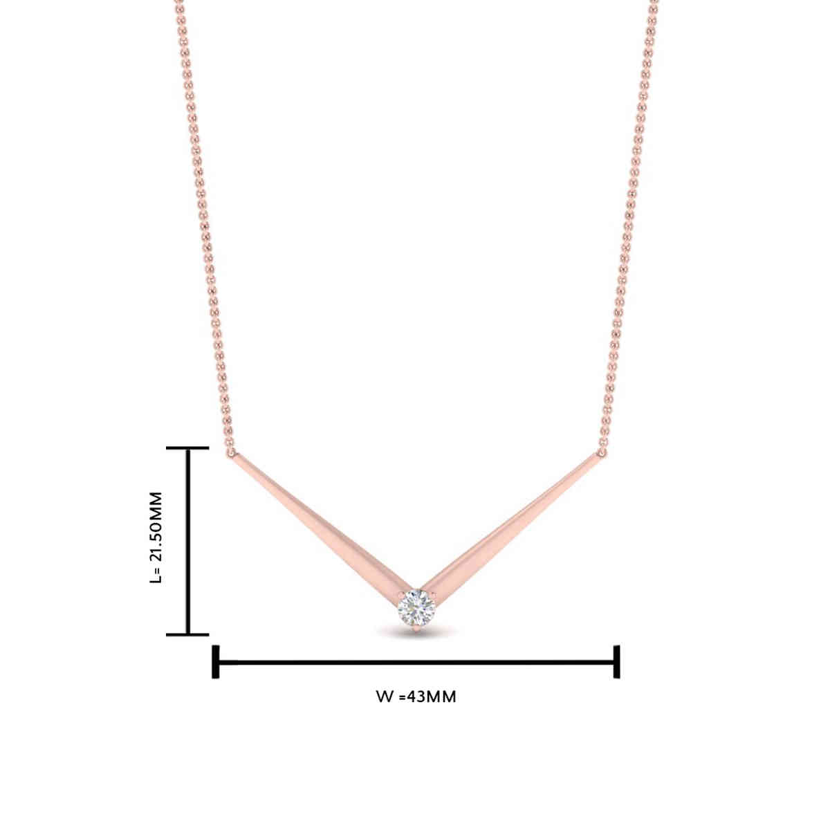 V Pendant Necklace with 14K Rose Gold White Diamond