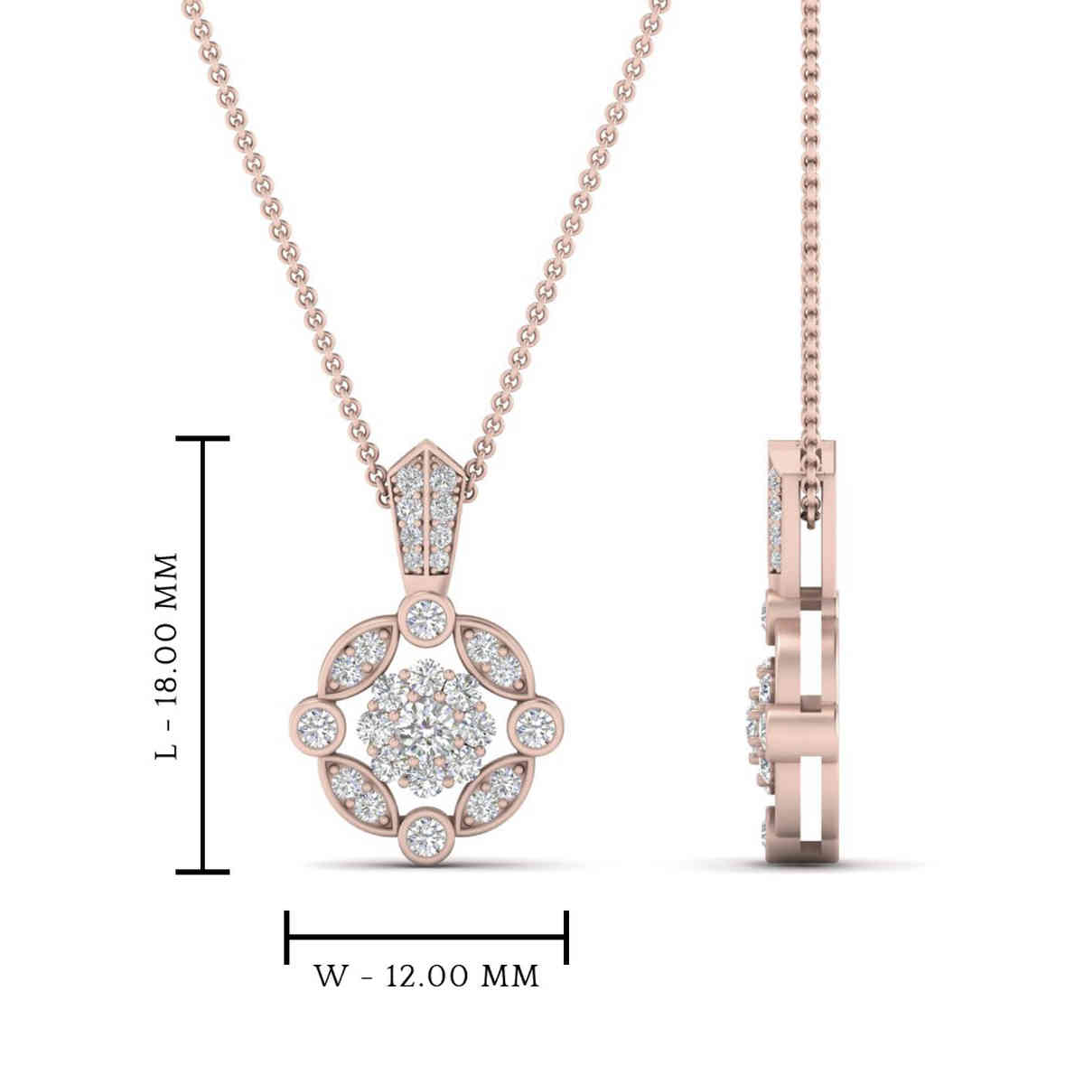 Antique Art Deco Pendant Necklace with 14K Rose Gold White Diamond