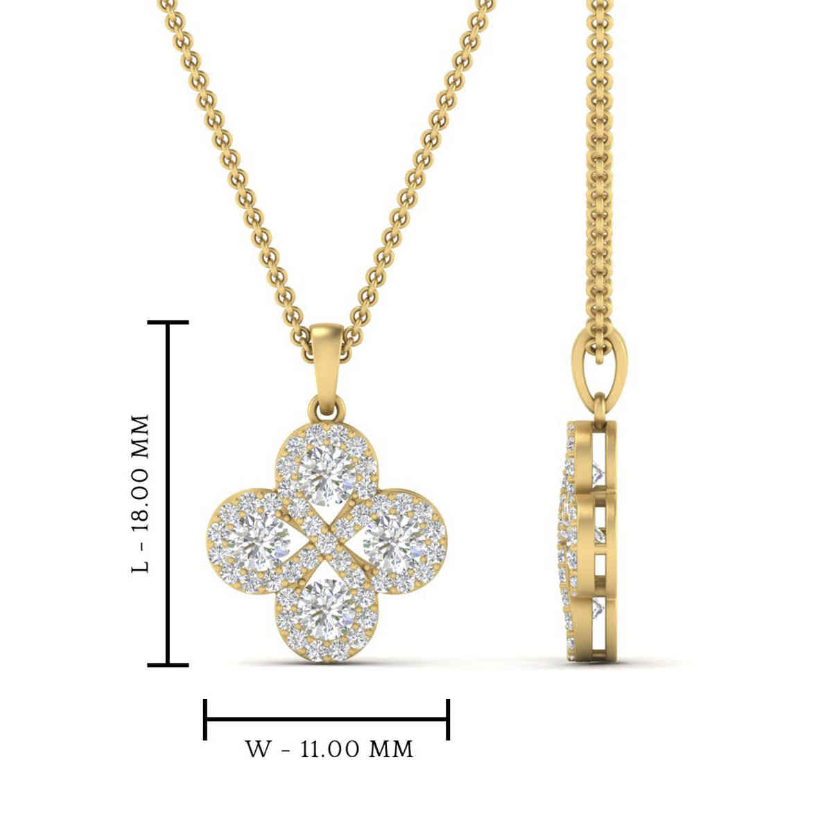 Beautiful Floral Pendant For Women with 14K Yellow Gold White Diamond