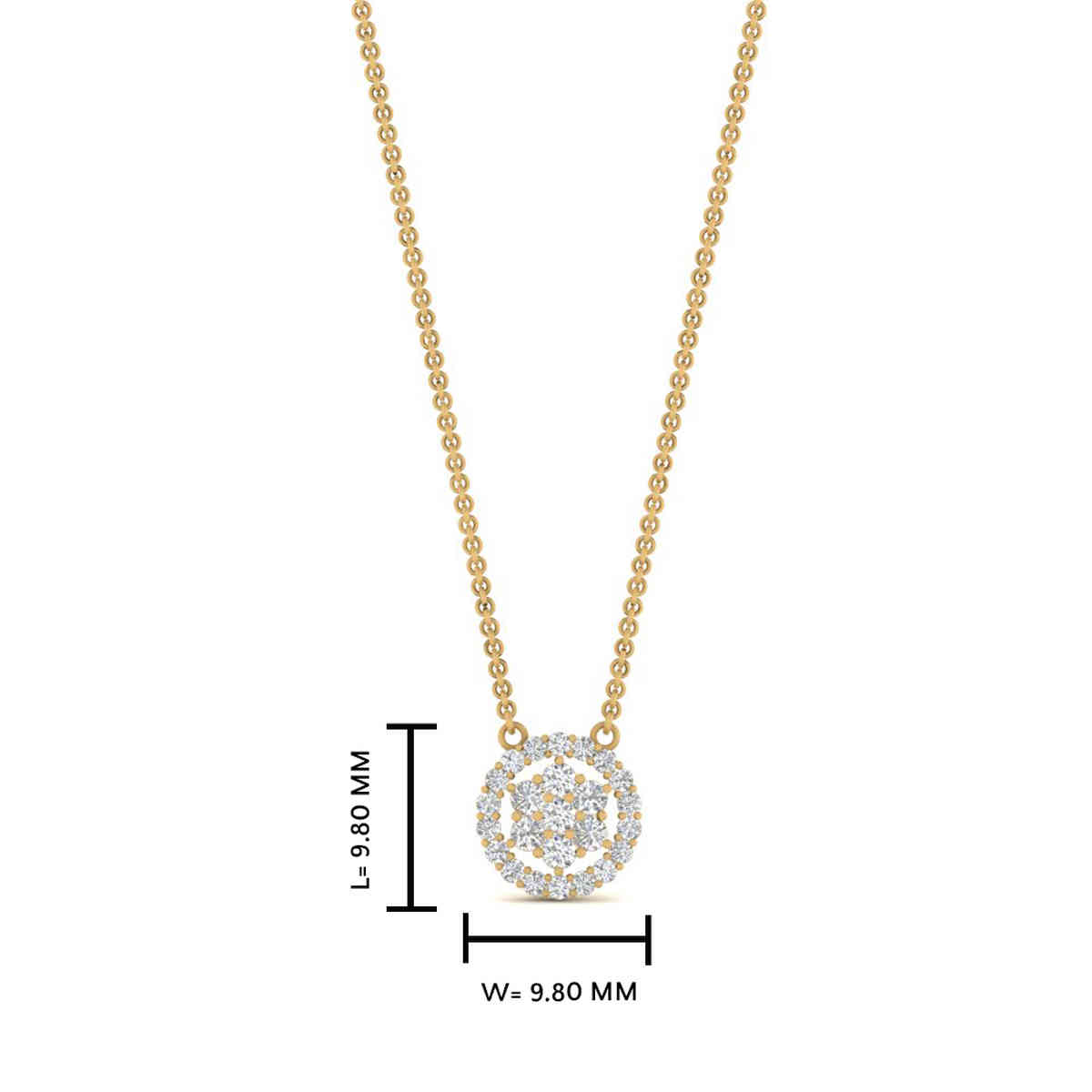Daisy Pendant Necklace With Halo with 14K Yellow Gold White Diamond