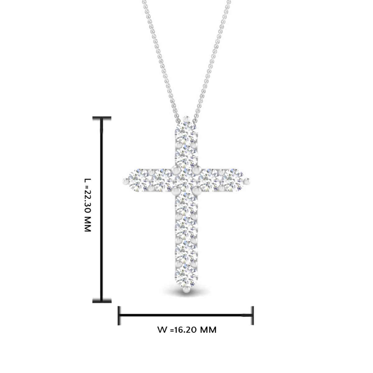 Classic Diamond Cross Pendant with 18K White Gold White Diamond