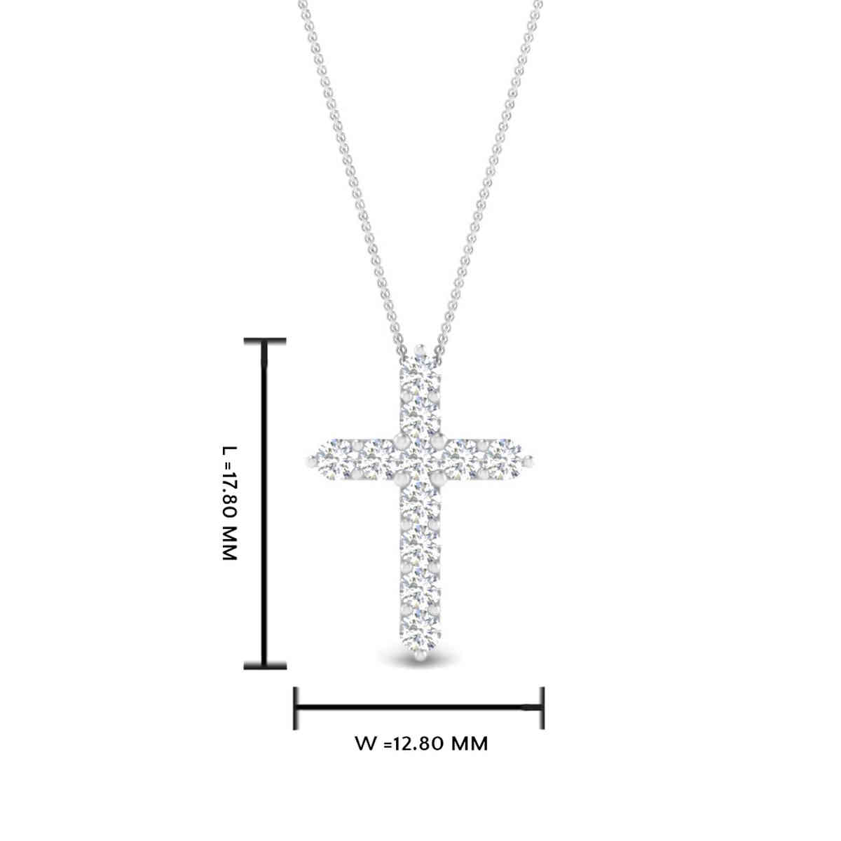 Simple Prong Cross Pendant with 18K White Gold White Diamond