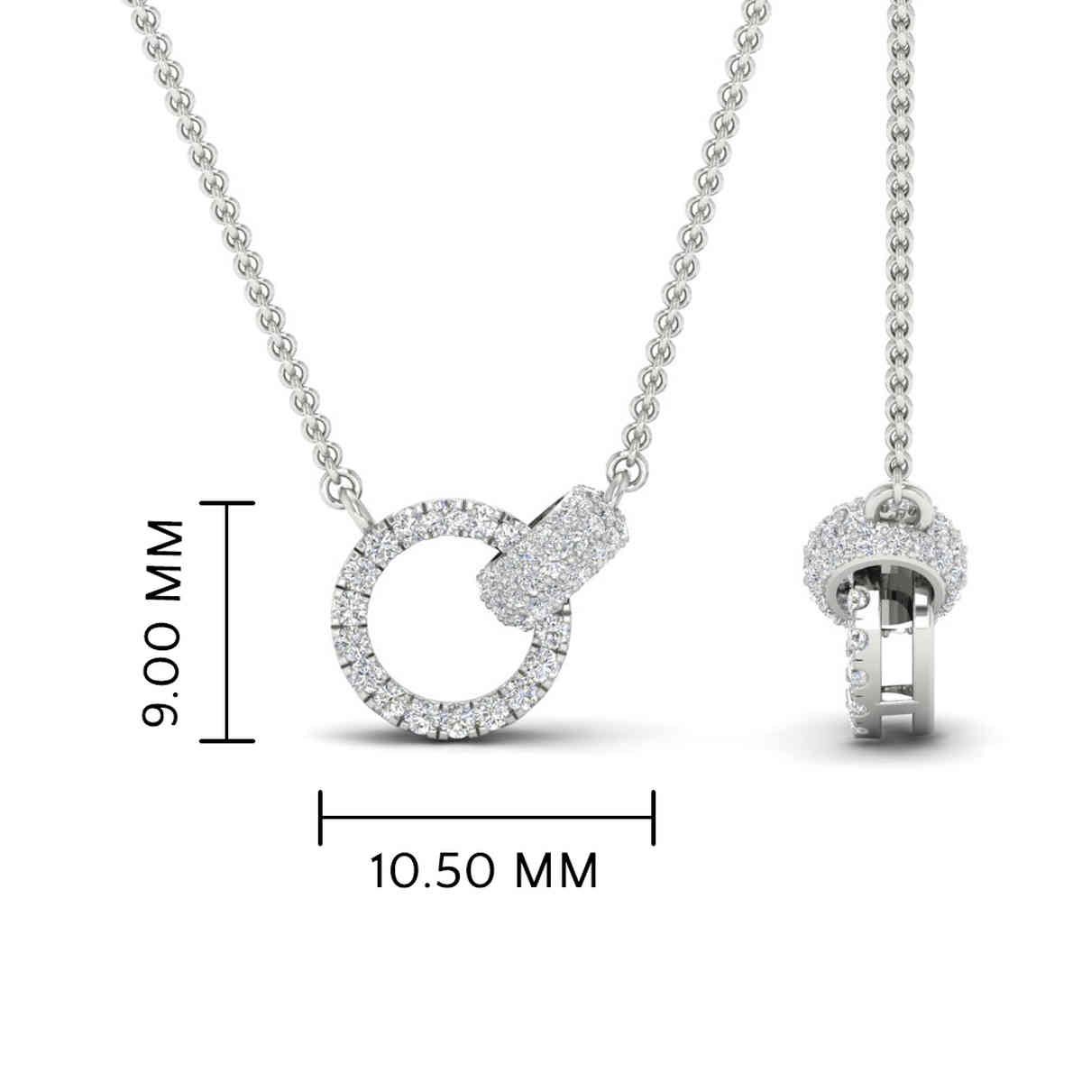 Interloop Circle Pave Necklace with 14K White Gold White Diamond