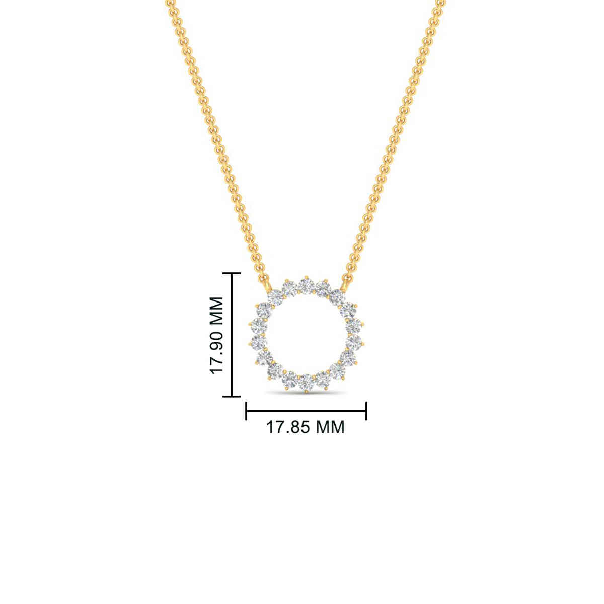 Round Open Circle Pendant with 14K Yellow Gold White Diamond