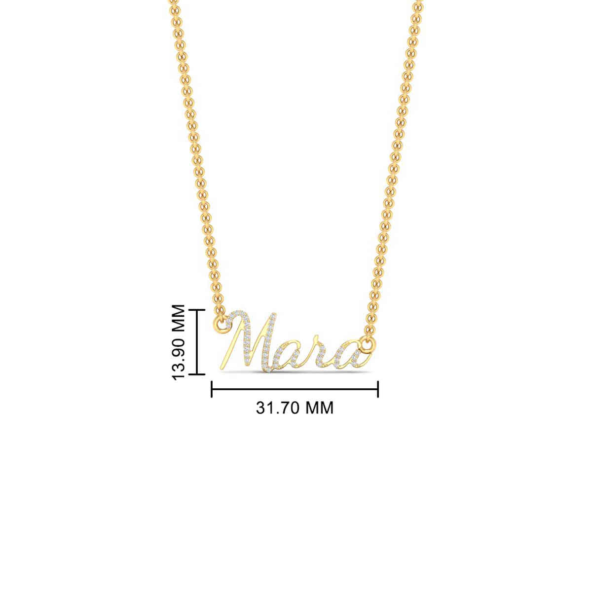 Name Diamond Gold Pendant with 14K Yellow Gold White Diamond