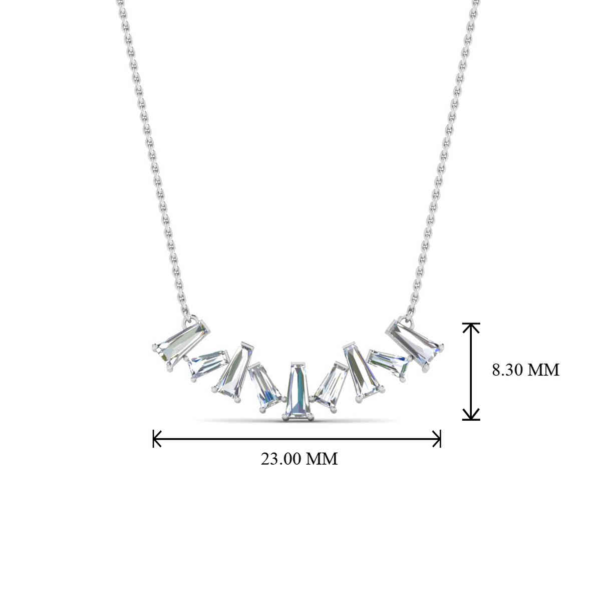 Zigzag Baguette Diamond Necklace with 14K White Gold White Diamond