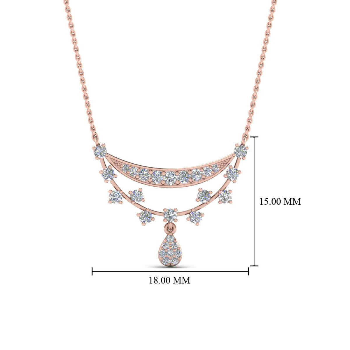 Antique Design Drop Pendant with 14K Rose Gold White Diamond