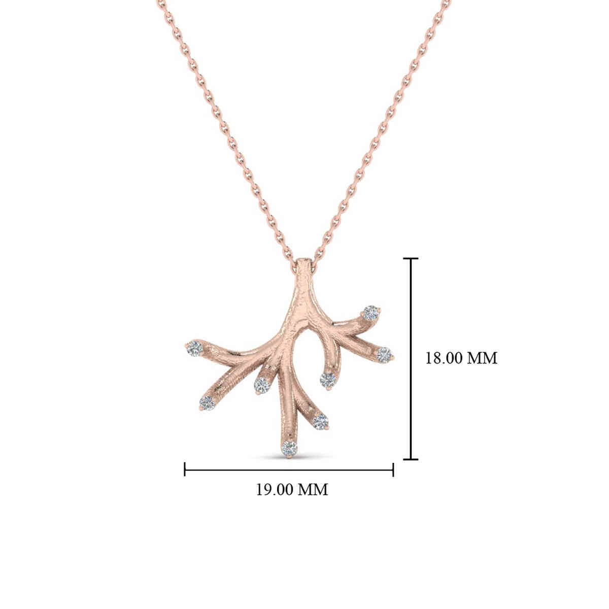 Vintage Antique Branch Pendant with 14K Rose Gold White Diamond