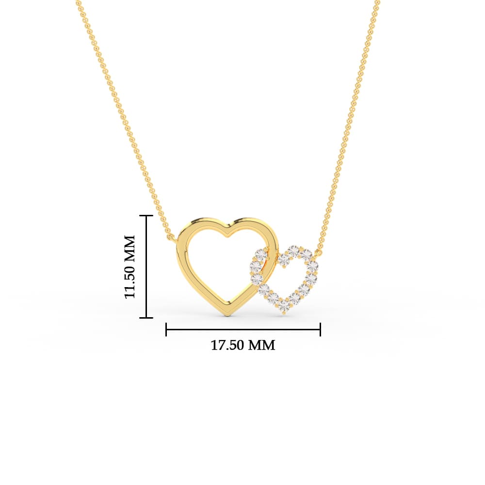 Heart Interlocked Pendant with 14K Yellow Gold White Diamond