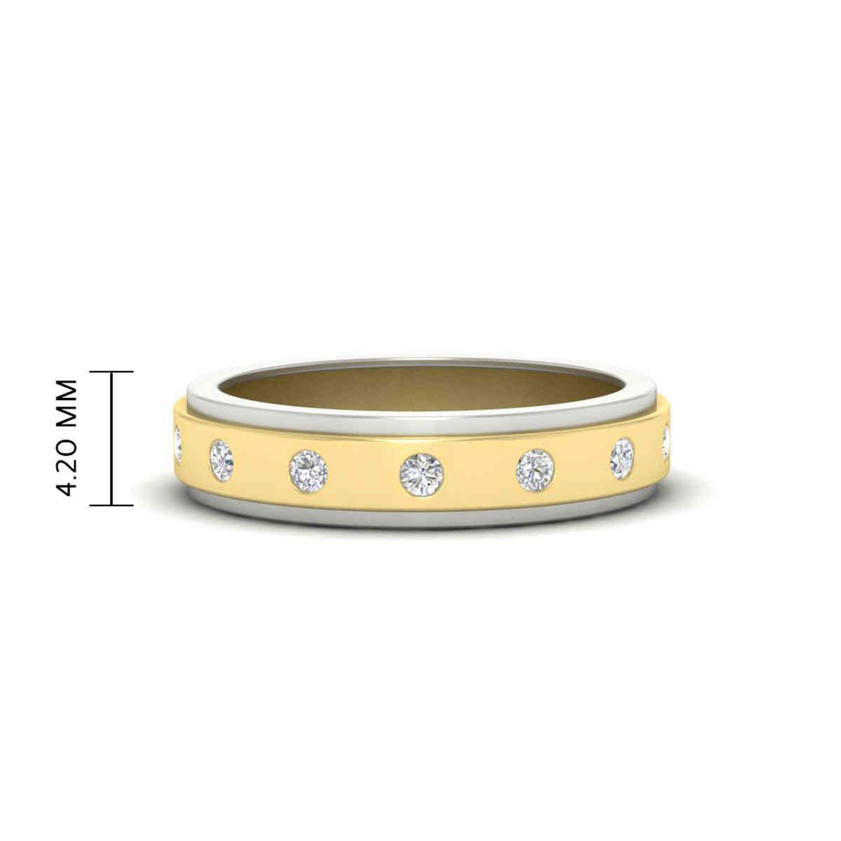 Womens Two Tone Matching Wedding Ring with 14K Yellow Gold White Diamond
