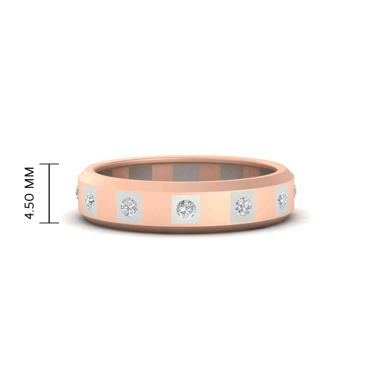 Womens Bezel Set Diamond Wedding Band with 14K Rose Gold White Diamond