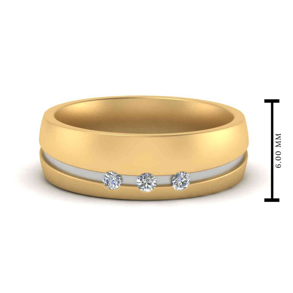 Womens 2 Tone Diamond Wedding Band with 14K Yellow Gold White Diamond