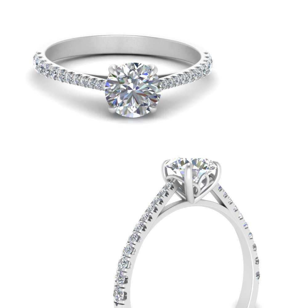 1.03ct Princess in Petite French Pave White Gold Setting Style #4255 -  DiamondNet