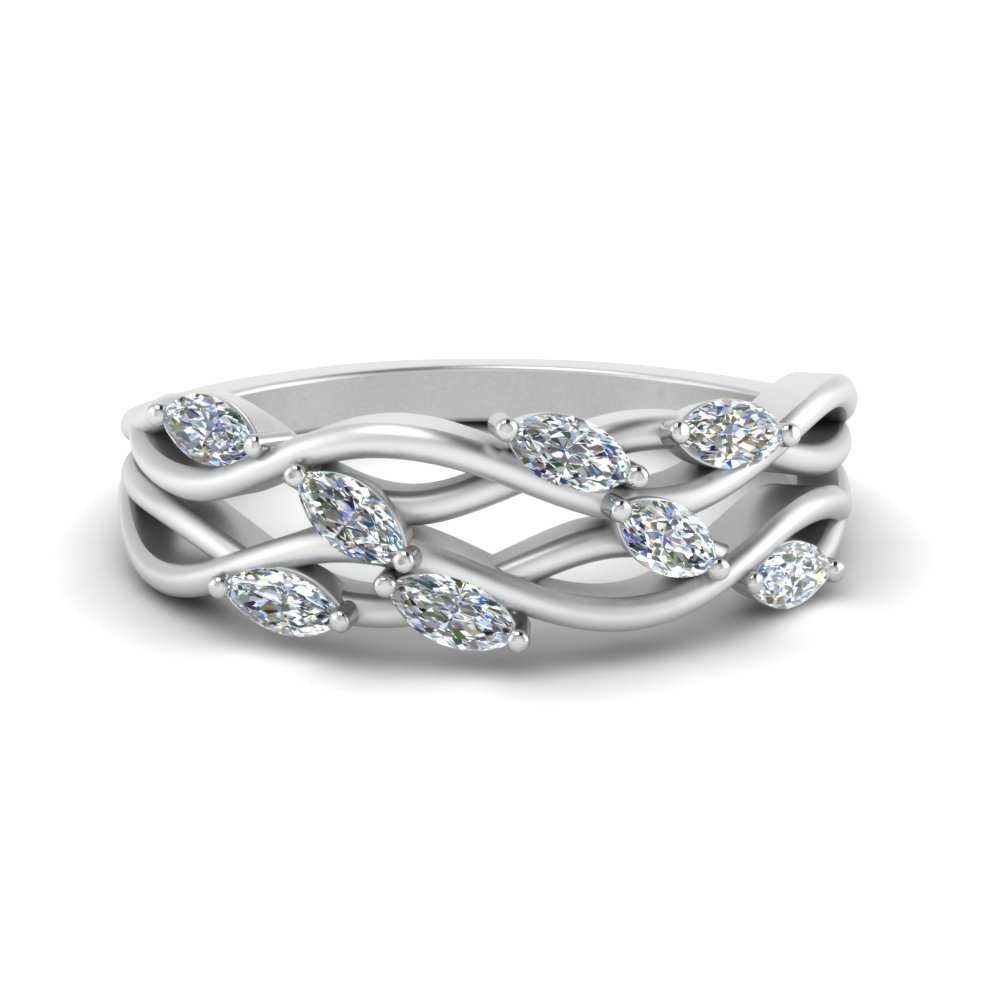 Petite Leaf Design Marquise Cut Band