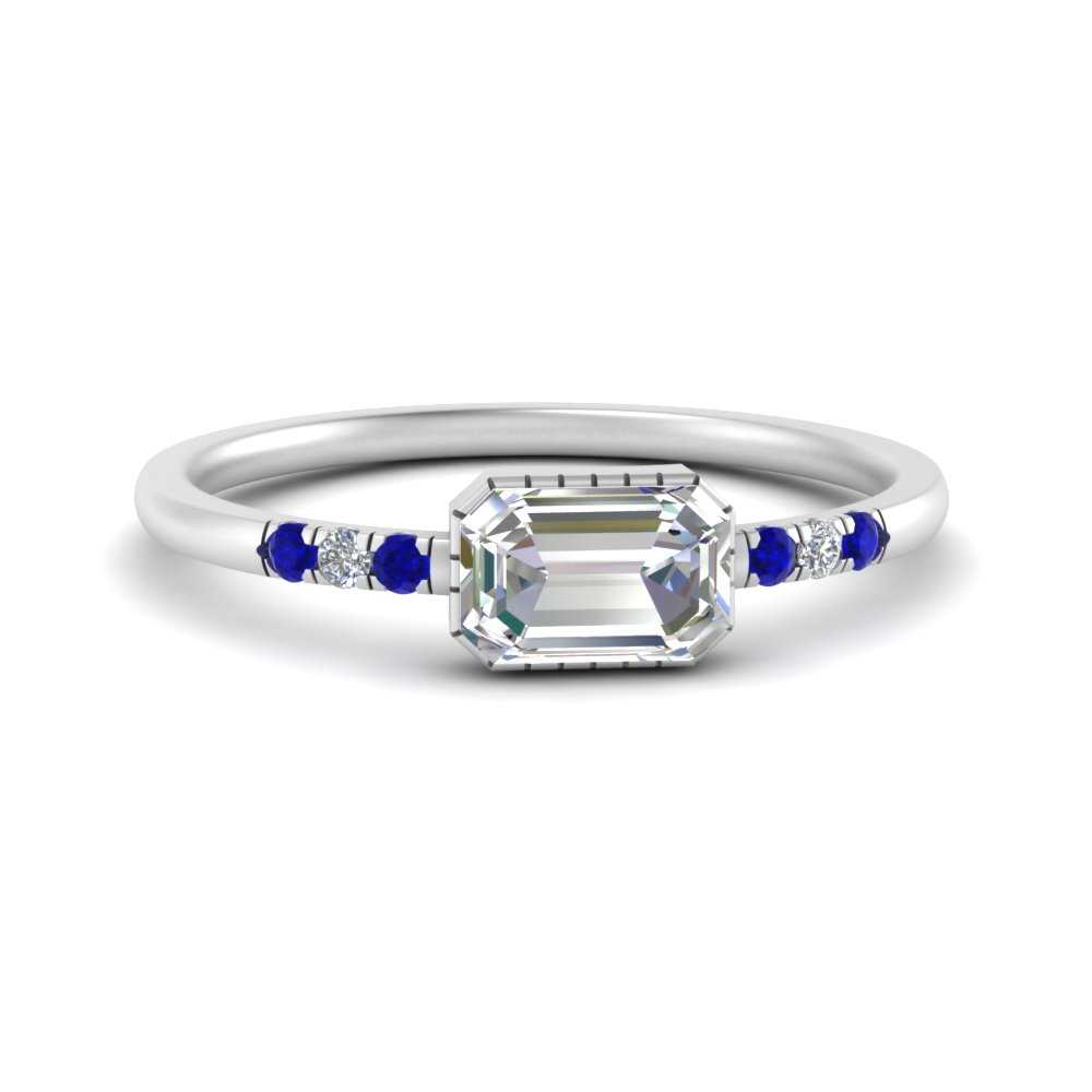 Minimalist Art Deco Engagement Lab Diamond Ring With Sapphire In 950 Platinum Fascinating Diamonds