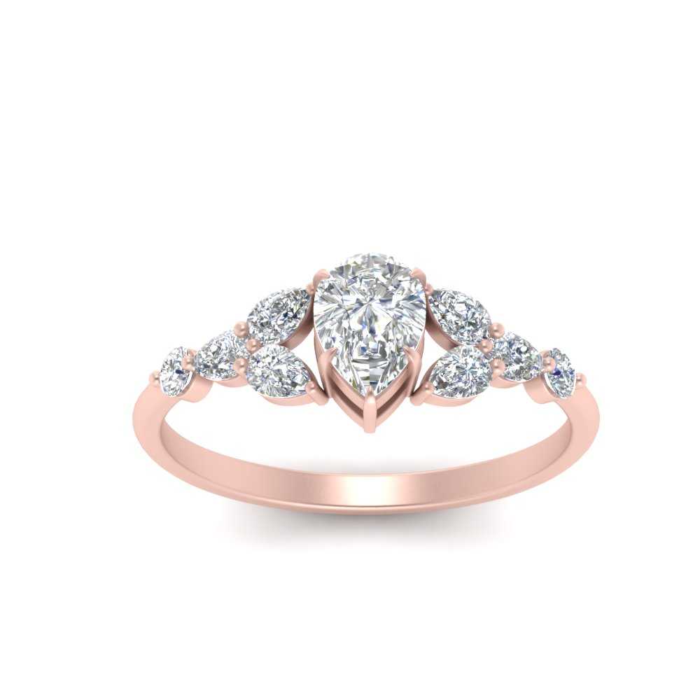 2 Carat Modern Lab Made Diamond Rings with 14K Rose Gold White Diamond