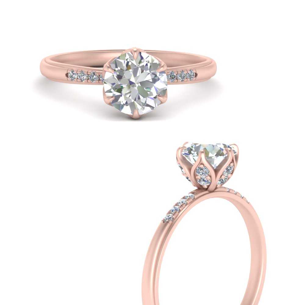 verschijnen Renderen Converteren Round Simple Vintage Diamond Engagement Ring In 14K Rose Gold | Fascinating  Diamonds
