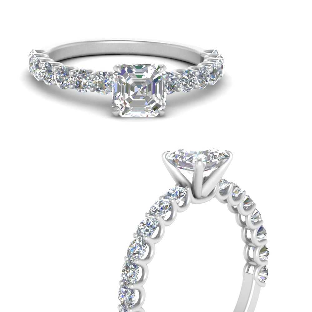 U Prong Asscher Cut Diamond Engagement Ring In 950 Platinum ...
