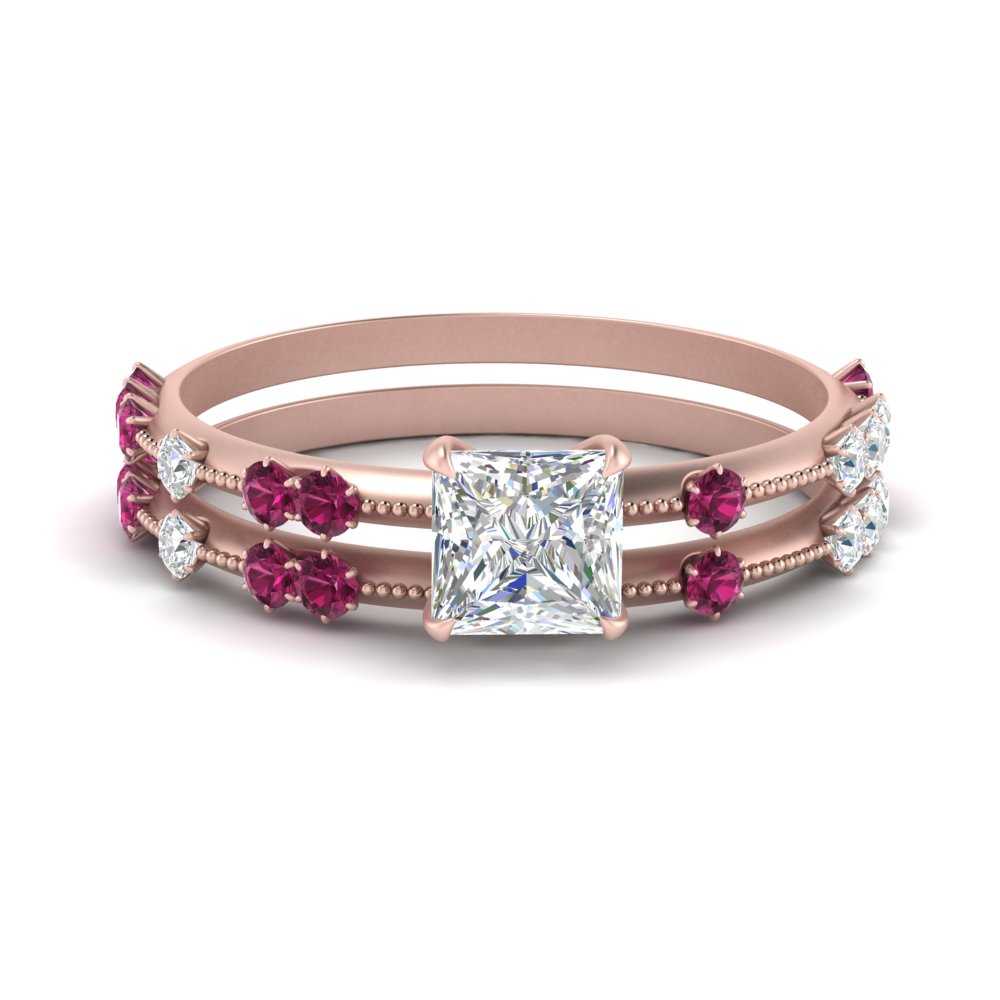 0.91 ct Pink Sapphire & Diamond Bangle on 14K Rose Gold